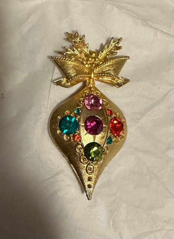 Vintage Dodds Christmas Ornament Pin Brooch MCM
