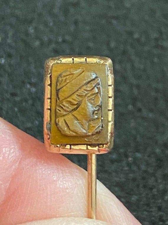 Victorian Stickpin Gold Filled w/ Tiger Eye Stone 