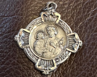Medaglia religiosa d'epoca Gesù e Giuseppe cattolico cristiano
