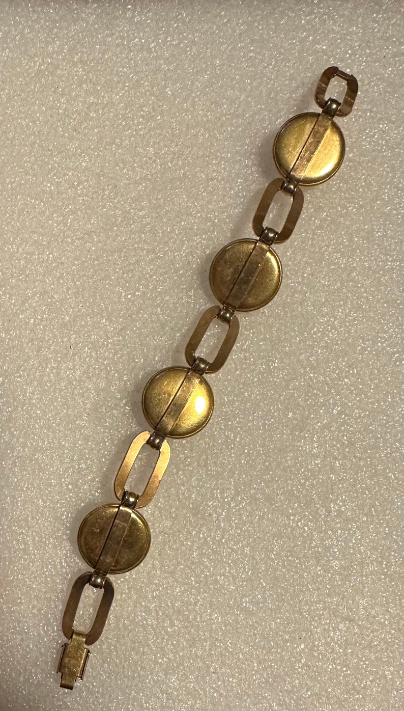 Bracelet Krementz vintage, incrustation d'or et pierre de lune MCM image 5
