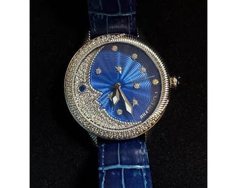 Judith Ripka Stainless Steel & Diamonique Blue Moon Watch