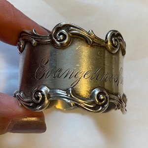 Antique Sterling National Silver Co Napkin Ring Engraved Evangeline
