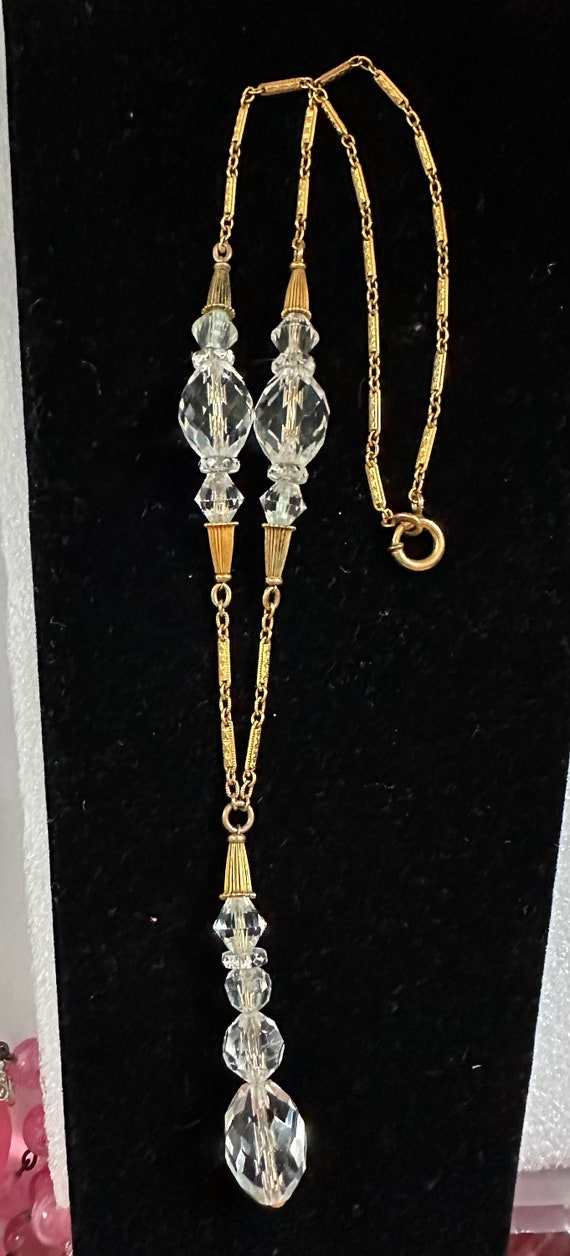 Art Deco Gold Filled Rock Crystal Necklace & Earr… - image 6