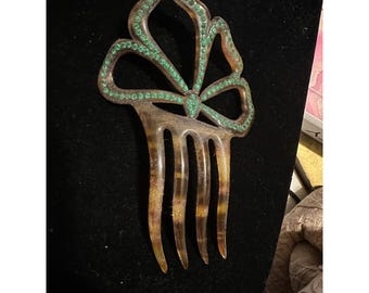 Art deco haarkam van celluloid en strassteen