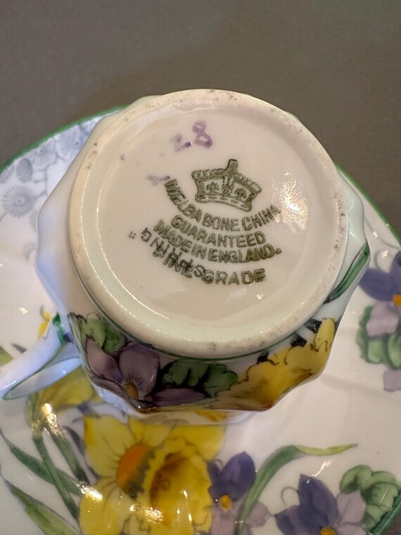 Melba Bone China Teacup and Saucer Spring - Daffodil & Violet