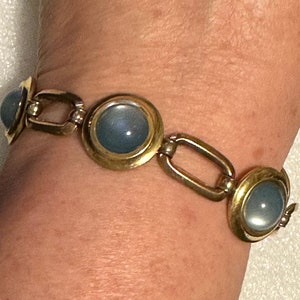 Bracelet Krementz vintage, incrustation d'or et pierre de lune MCM image 2