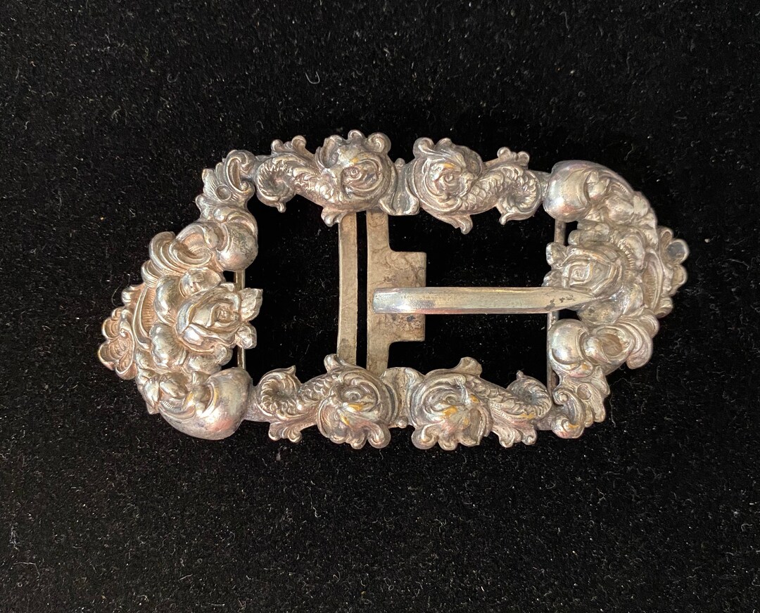 Victorian Silver Plate Sash Belt Buckle - Etsy display picture 2