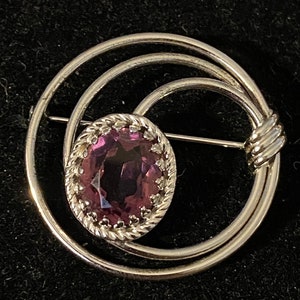 Vintage Danecraft Sterling & Amethyst Circle Pin