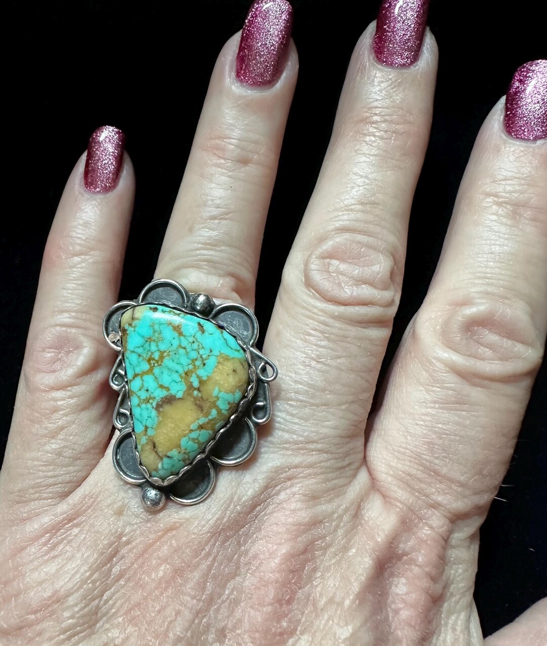 Vintage Navajo Sterling Silver & Turquoise Ring Signed Ben - Etsy