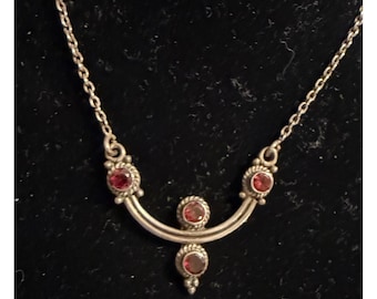 Sterling Silver & Garnet Choker Necklace