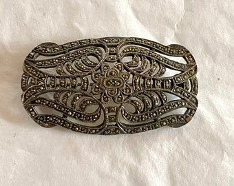 Art Deco Era Sterling Silver & Marcasite Pin