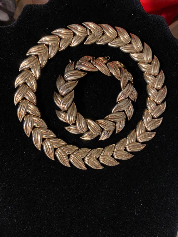 Vintage Crown  Trifari Gold Braided Necklace & Bra