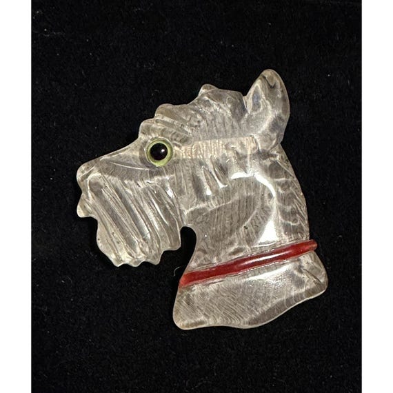 Large Vintage Lucite Scotty Terrier Dog Pin