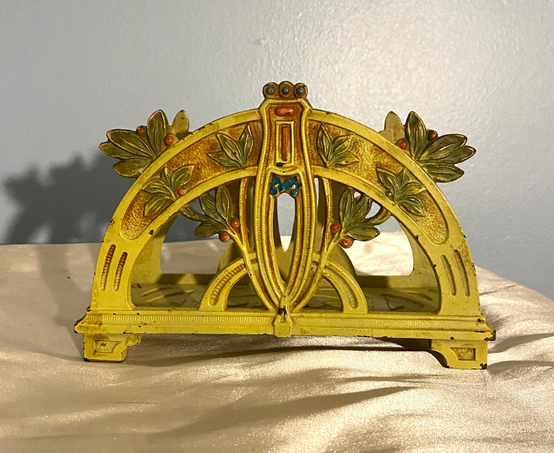 Antique Art Nouveau Painted Cast Iron Letter Holder Etsy