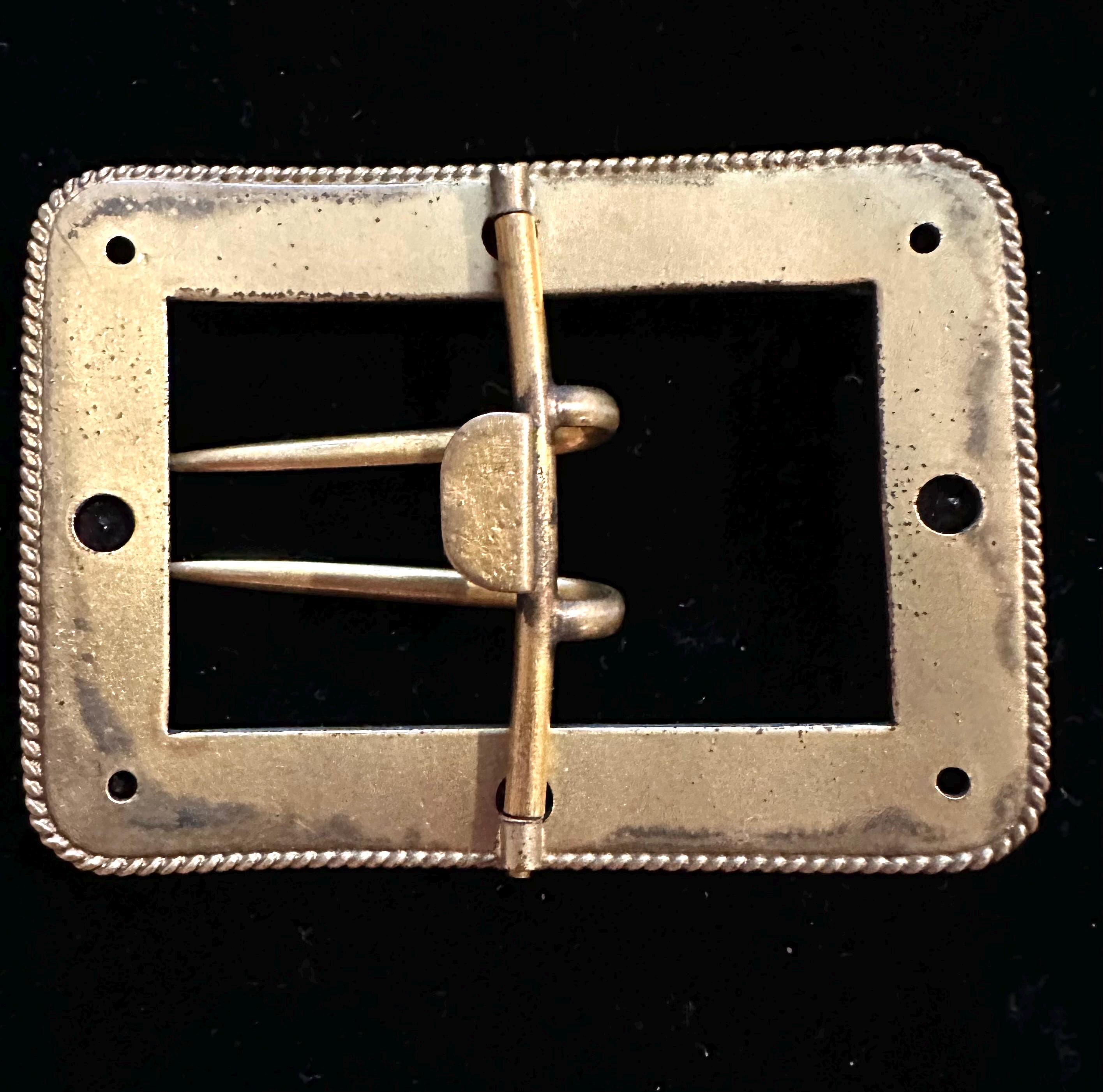Victorian Gilted Brass Belt Buckle w/ Amethyst Paste Stones Victorian Gilted Brass Belt Buckle W/ Amethyst Paste Stones  main image 3