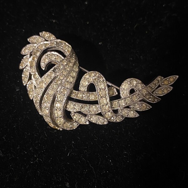 Vintage Polcini Silver Rhinestone Pin