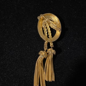 Vintage Christian Dior Rope & Tassel Gold Tone Pin Brooch image 2