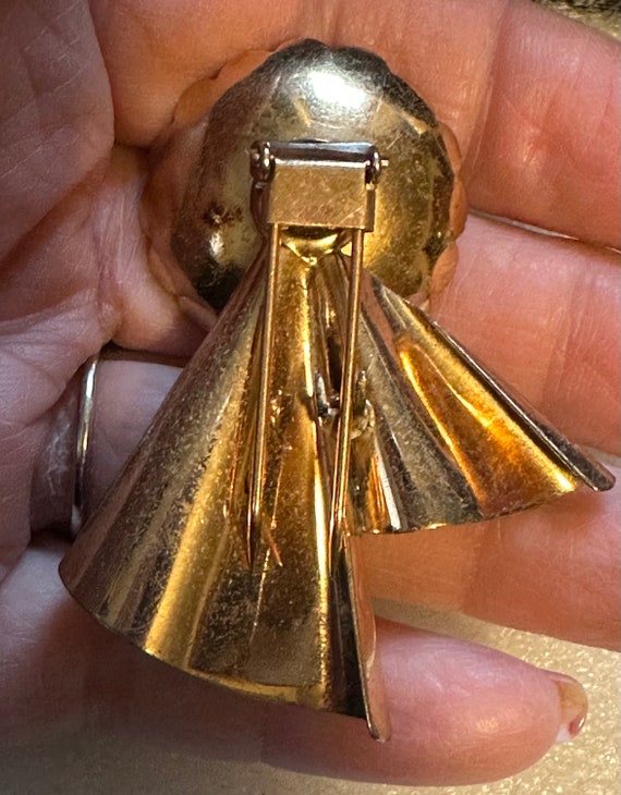 Art Deco Rose Gold Wash w/ Red Rhinestones - image 3