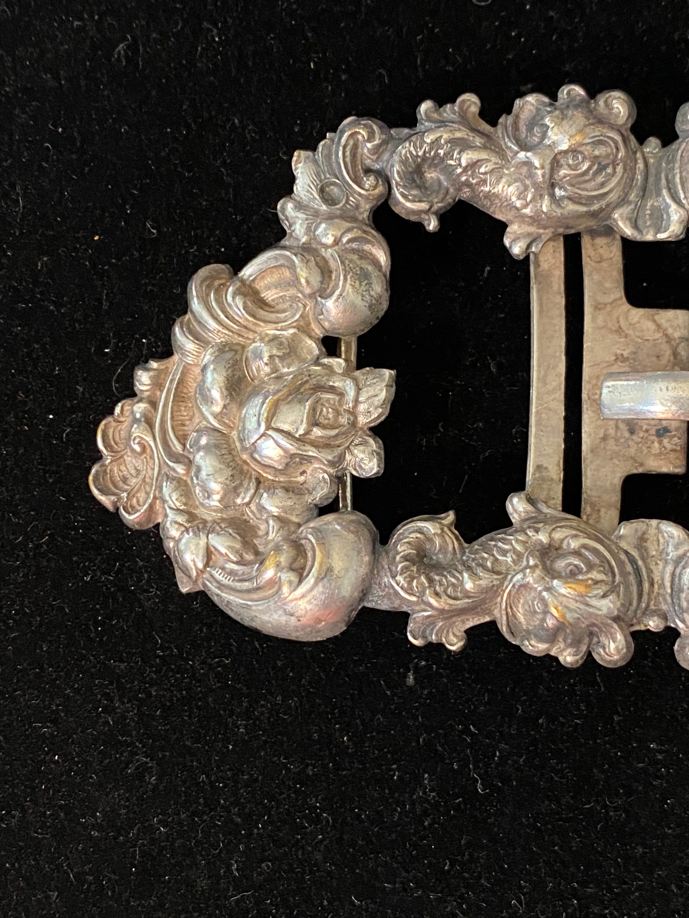 Victorian Silver Plate Sash Belt Buckle Gorgeous Victorian era sash buckle! I love the floral design  main image 4