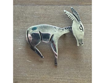 Spilla a forma di asino in argento sterling 925, Messico, con testa articolata, marca Taxco JB.