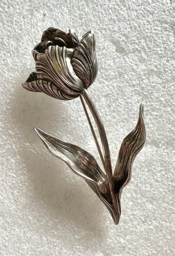 NYBG MFA Sterling Silver Tulip Flower Pin/Pendant 