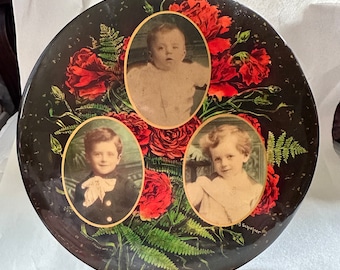 Antique Victorian Celluloid Button Picture 3 Children