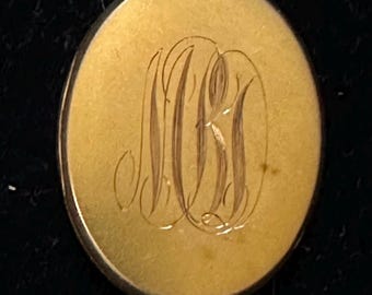 Medallón antiguo WIGHTMAN/HOUGH W&H Co 1/4 de oro con concha y monograma elegante