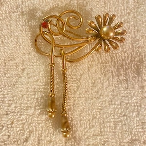 Vintage Kreisler G.F. Pin Tassels Pearl Rhinestone