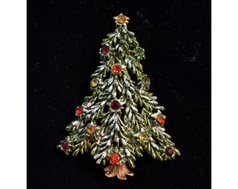 Vintage Hedy Christmas Tree Pin Green w/