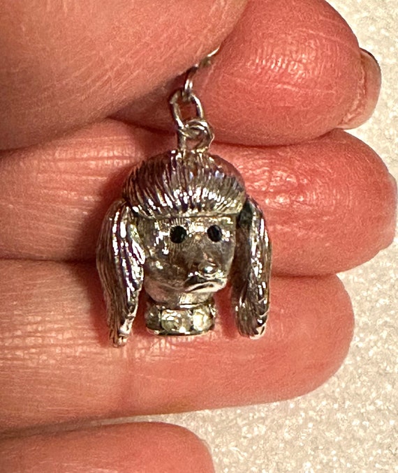 Vintage Monet Poodle Charm Silver Tone - image 2