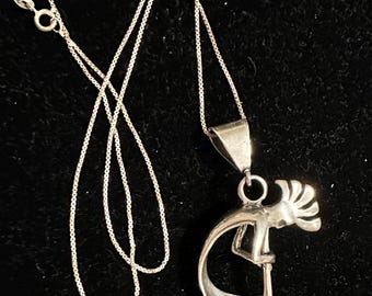 Native American Hopi Kokopelli Sterling Silver Pendant Necklace - Etsy