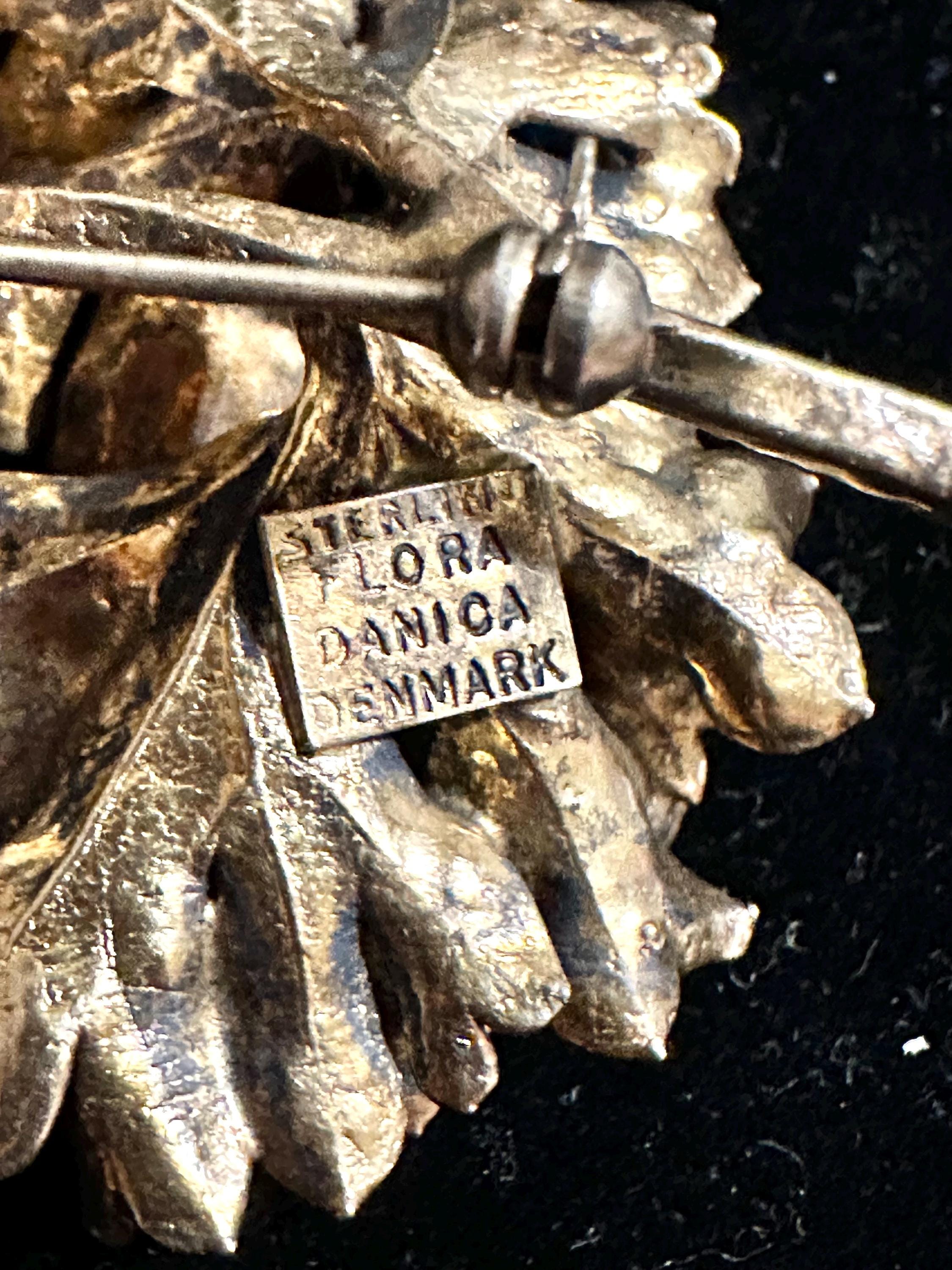 Flora Danica Denmark Curly Leaf Sterling Silver Gold Wash Pin - Etsy