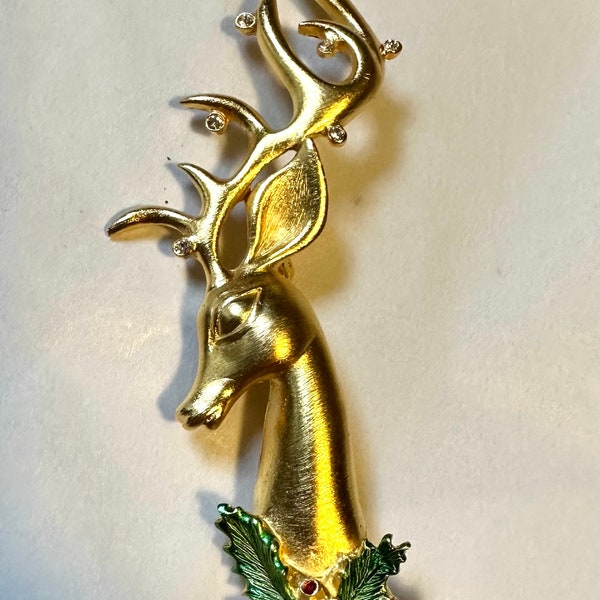 Vintage J.J. Jonette Christmas Reindeer pin