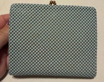 Whiting and Davis Blue Mesh Wallet