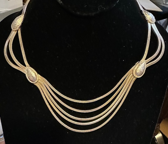 Vintage Francois Gold Tone Necklace & Earrings Set - image 1