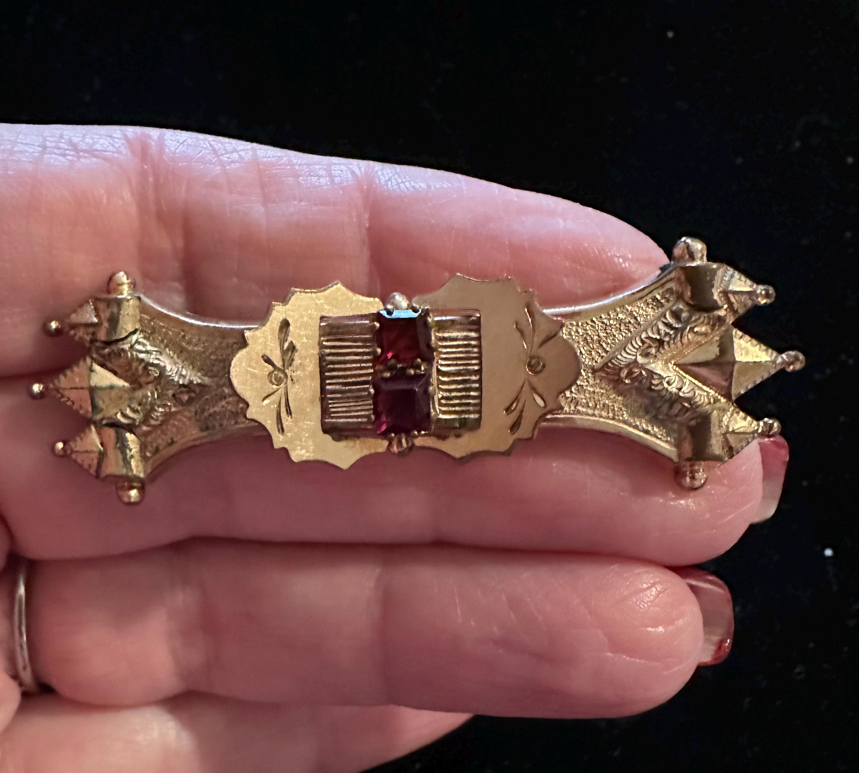Victorian Gilted Brass Belt Buckle w/ Amethyst Paste Stones Victorian Gilted Brass Belt Buckle W/ Amethyst Paste Stones  main image 4