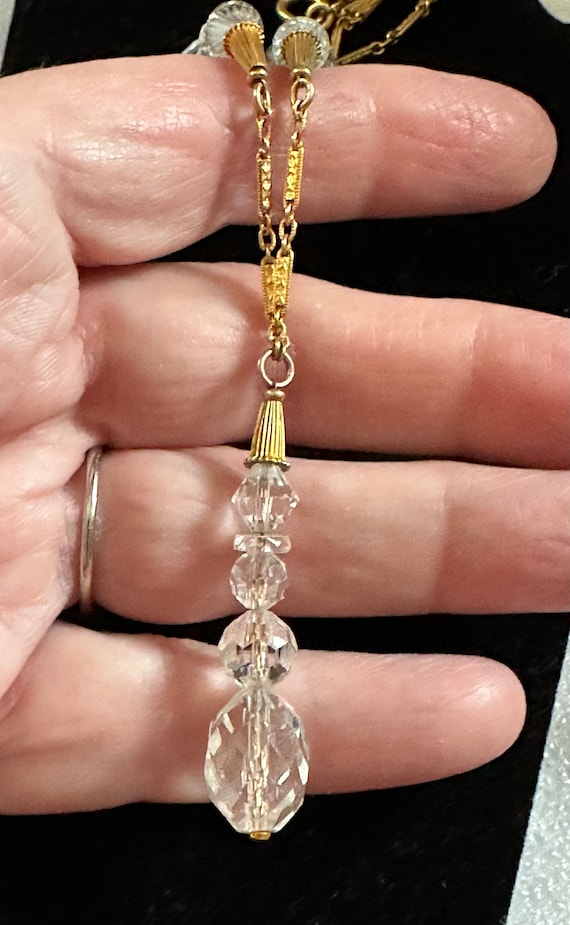 Art Deco Gold Filled Rock Crystal Necklace & Earr… - image 5