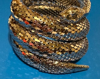 Whiting & Davis Silver Mesh 3 Coil Snake Bracelet