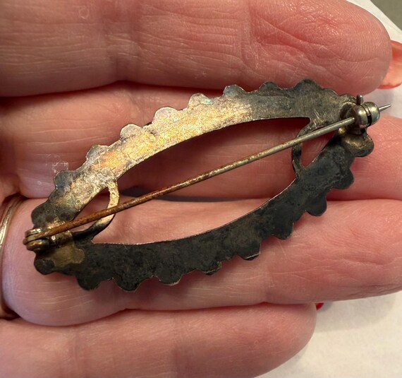 Zuni Sterling Silver & Turquoise Snake Eye Pin View 2