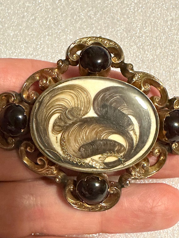 Victorian Mourning Hair Jewelry Brooch - image 4