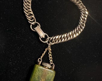 1950’s Chain Bracelet with Green Bakelite Mini Perfume