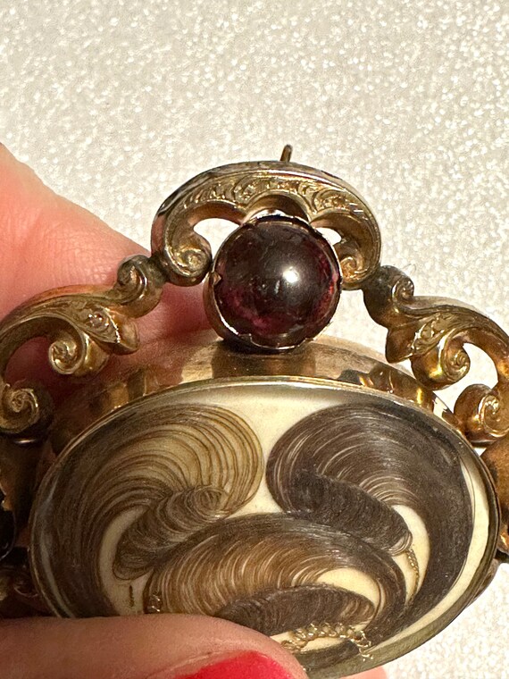 Victorian Mourning Hair Jewelry Brooch - image 5