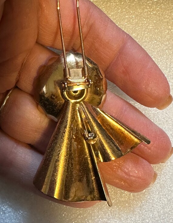 Art Deco Rose Gold Wash w/ Red Rhinestones - image 4