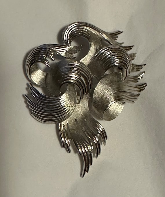 Vintage Silver Tone Trifari Swirl Pin - image 1