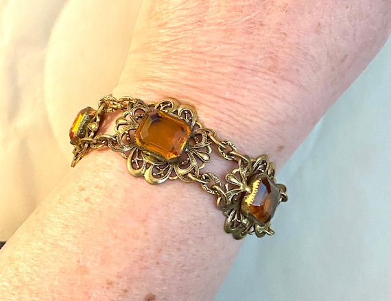 Antique Art Deco Amber Jewel Bracelet 1910 - image 1