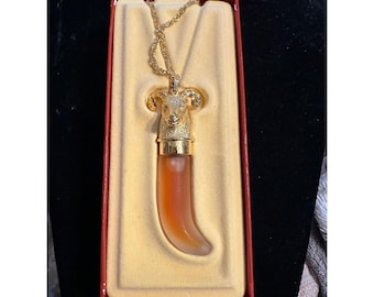 Ciara Charles Revson Ram's Head Perfume Flask Necklace w/ Box