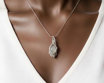 Moonstone Anti-Anxiety Pendant Necklace, Calming Crystal Healing Jewelry, Handmade Boho Gift for Stress Relief