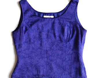 1980s 1990s Sears Isn/'t It Enchanting Union Tag Vibrant Royal Blue Lace Camisole Cami Pink Rose Accent Size 36