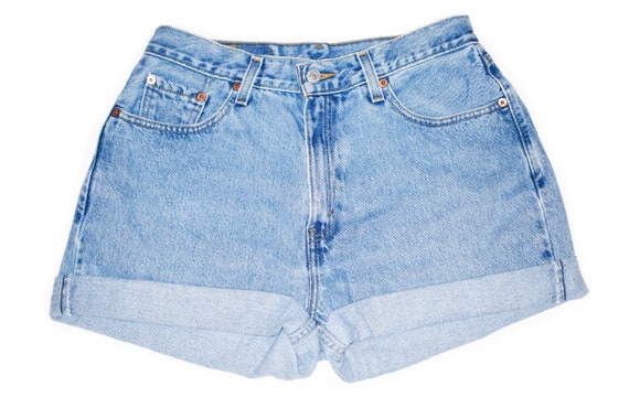 high rise cuffed denim shorts