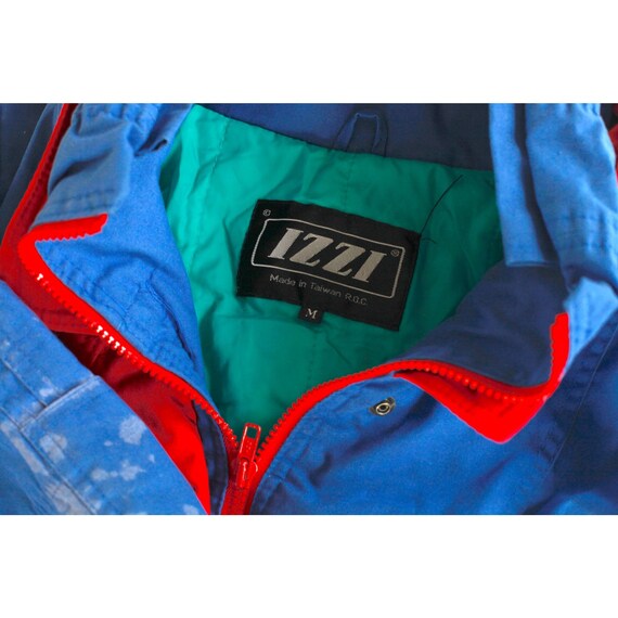 Vintage 80s Izzi Blue Red Mock Neck Coat / Jacket… - image 4